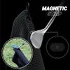 Blue Tees 4 in 1 Magnetic Golf Towel - Standard & Caddy Sizes - Silicone Brush - Groove Cleaner - Magnetic Golf Towels for Golf Bags - Strong Hold to Golf Carts or Clubs - Black - Standard 18"x18" view 3