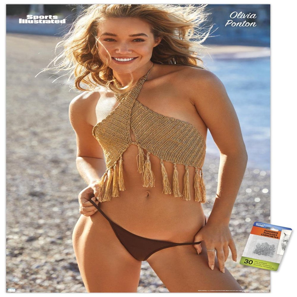 Trends International Sports Illustrated: Swimsuit Edition - Olivia Ponton 22 Wall Poster, 22.37" x 34.00", Premium Poster & Push Pin Bundle