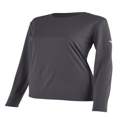 Mizuno Women's NXT Long Sleeve Tee, Charcoal, Large
