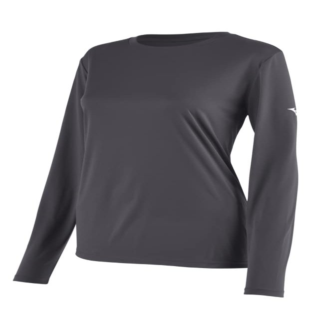 Mizuno Women's NXT Long Sleeve Tee, Charcoal, Large