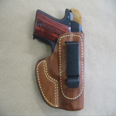 Azula Gun Holsters Azula IWB Leather in The Waistband Concealed Carry Holster for Remington RM380 .380 Pistol CCW TAN RH