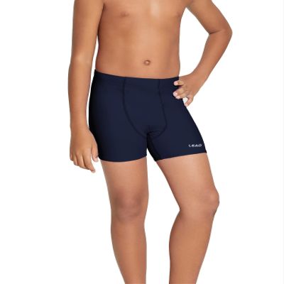 LEAO Youth Boys' Swim Jammers Solid Swimsuit Square Leg Swimming Shorts UPF 50+ Sun Pretection Quick Dry Navy S