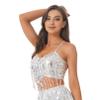 easyforever Women's Belly Dance Costume Shiny Sequin Bra Tassel Top Party Club Wear Fringed Crop Top Dancewear Silver X-Large view 2