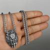 Mens Viking Wolf Paw Necklace Vintage Handcrafted Engraved Valknut Symbol Pendant,Gothic Pagan Amulet Norse Viking Jewelry Gifts,Viking Necklace,20" view 2