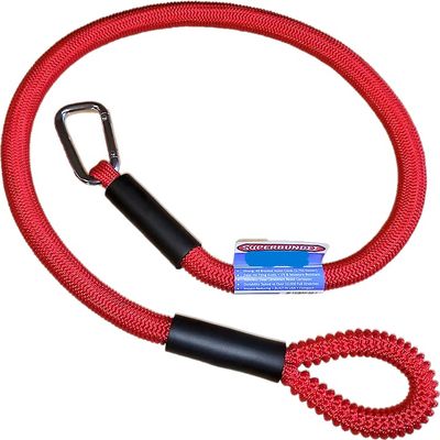 48-Inch Marine Grade SuperBungee Made in The USA with 1 Stainless Steel Hook & 1 Cleat-Loop Ends (Red)