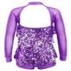 Oyolan Kids Girls Shiny Sequined Halter Neck Tiered Tassel Ballet Dance Dress Unitard Stage Performance Dancewear Purple B 8 Years view 2