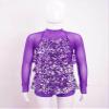 Oyolan Kids Girls Shiny Sequined Halter Neck Tiered Tassel Ballet Dance Dress Unitard Stage Performance Dancewear Purple B 8 Years view 3