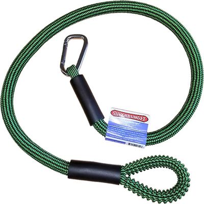 36-Inch Marine Grade SuperBungee Made in The USA with 1 Stainless Steel Hook & 1 Cleat-Loop Ends (Green/Black)
