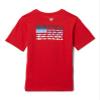 Columbia Youth PFG Short Sleeve Graphic Tee, Red Spark/Fish Flag Fade Graphic, Medium view 2