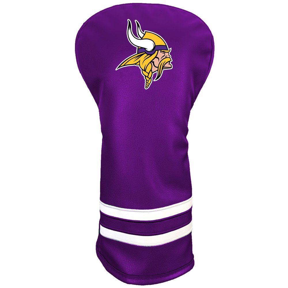 Team Golf NFL Minnesota Vikings Vintage Driver Headcover - Printed Team Golf NFL Vintage Driver Golf Club Headcover, Form Fitting Design, Retro Design with Fleece Lining for Extra Club Protection