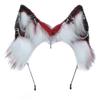 VIGVAN Handmade Wolf Fox Ears Animal Cosplay Cute Head Accessories for Halloween (Chain Red White) view 1