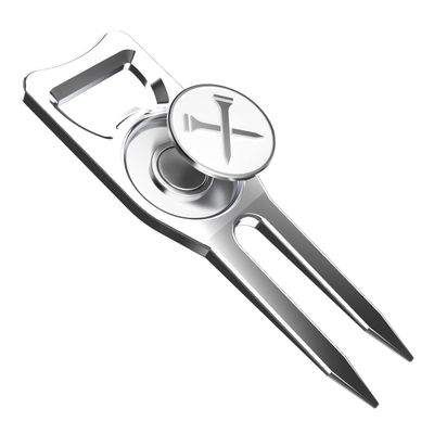 Blue Tees Golf 6-in-1 Premium Divot Tool & Ball Marker - Bottle Opener - Club Tee - Groove Cleaner - Putting Alignment - Designed to Be the Ultimate Tool for the Green  Silver