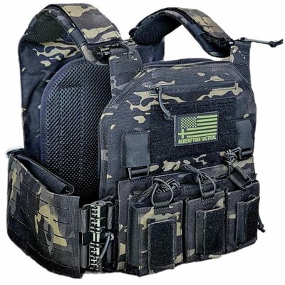 Redemption Crusader 2.0 Laser Cut Molle Quick Release Buckles Hunting Airsoft Vest with Side Cummerbund and Triple Pouch (Black Multicam)