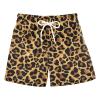 Aflyko Boys' Board Shorts Leopard Brown Black Bathing Suit Toddler Swim Trunk Girls Beach Swimwear view 1