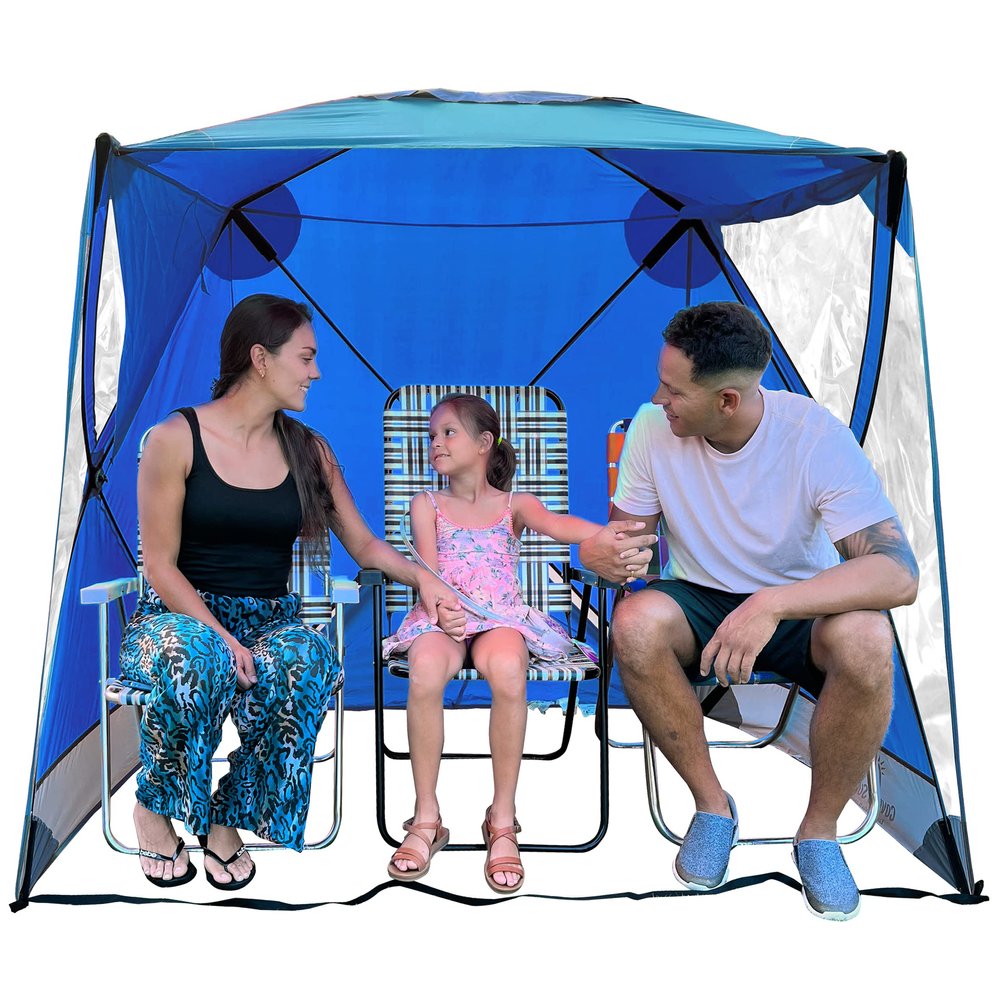 CoverU Sports Tent Pod Sun Protection - Pop Up 2 Person Hot Climate Canopy Shelter - Patent Pending - Blue