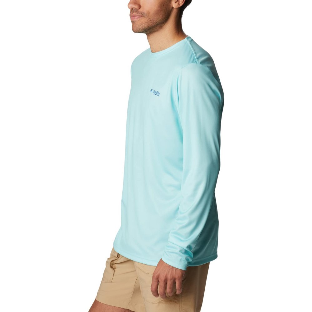 Columbia Men's Terminal Tackle PFG Carey Chen Long Sleeve, Gulf Stream/Vivid Blue Reef Cup, Medium