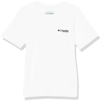 Columbia Youth Boys PFG Short Sleeve Graphic Tee, White/PFG Elements Graphic, Small