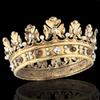 LEEMASING Baroque Royal Crown Men's Metal Prince Crown Full Circle Hair Accessories For Cosplay Prom (Dark Gold With Champagne Stone) view 2