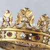 LEEMASING Baroque Royal Crown Men's Metal Prince Crown Full Circle Hair Accessories For Cosplay Prom (Dark Gold With Champagne Stone) view 4