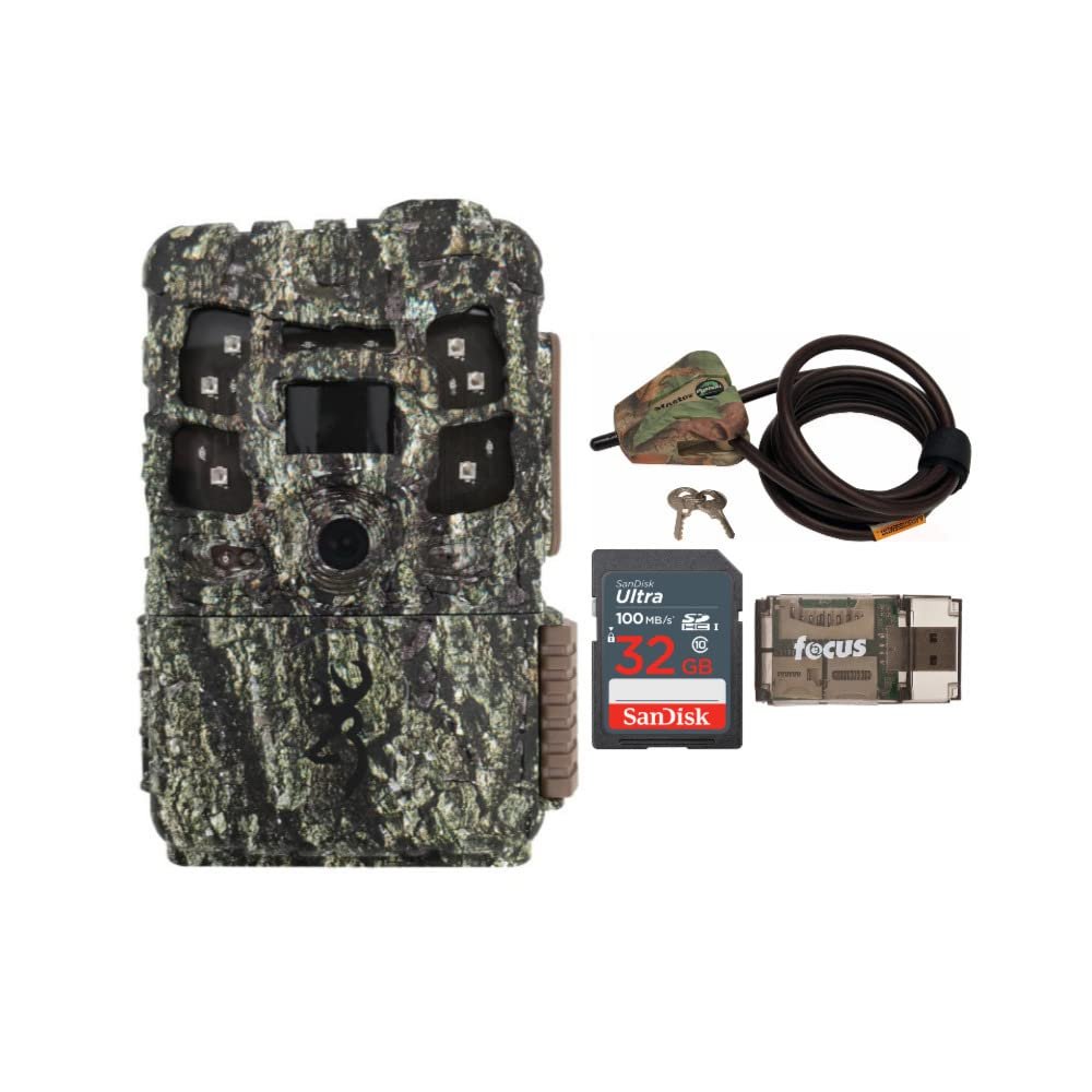 Browning Defender Pro Scout MAX Trail Camera Bundle with Adjustable Locking Cable, 32GB Memory Card, and Card Reader (4 Items)