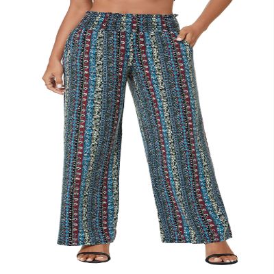 Urban CoCo Women's Boho Palazzo Pants Wide Leg Beach Pants High Waisted Lounge Pants with Pockets(2XL, 17)