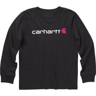 Carhartt Girls Knit Long Sleeve Henleyneck T-Shirt T Shirt, Caviar Black, 6 Plus