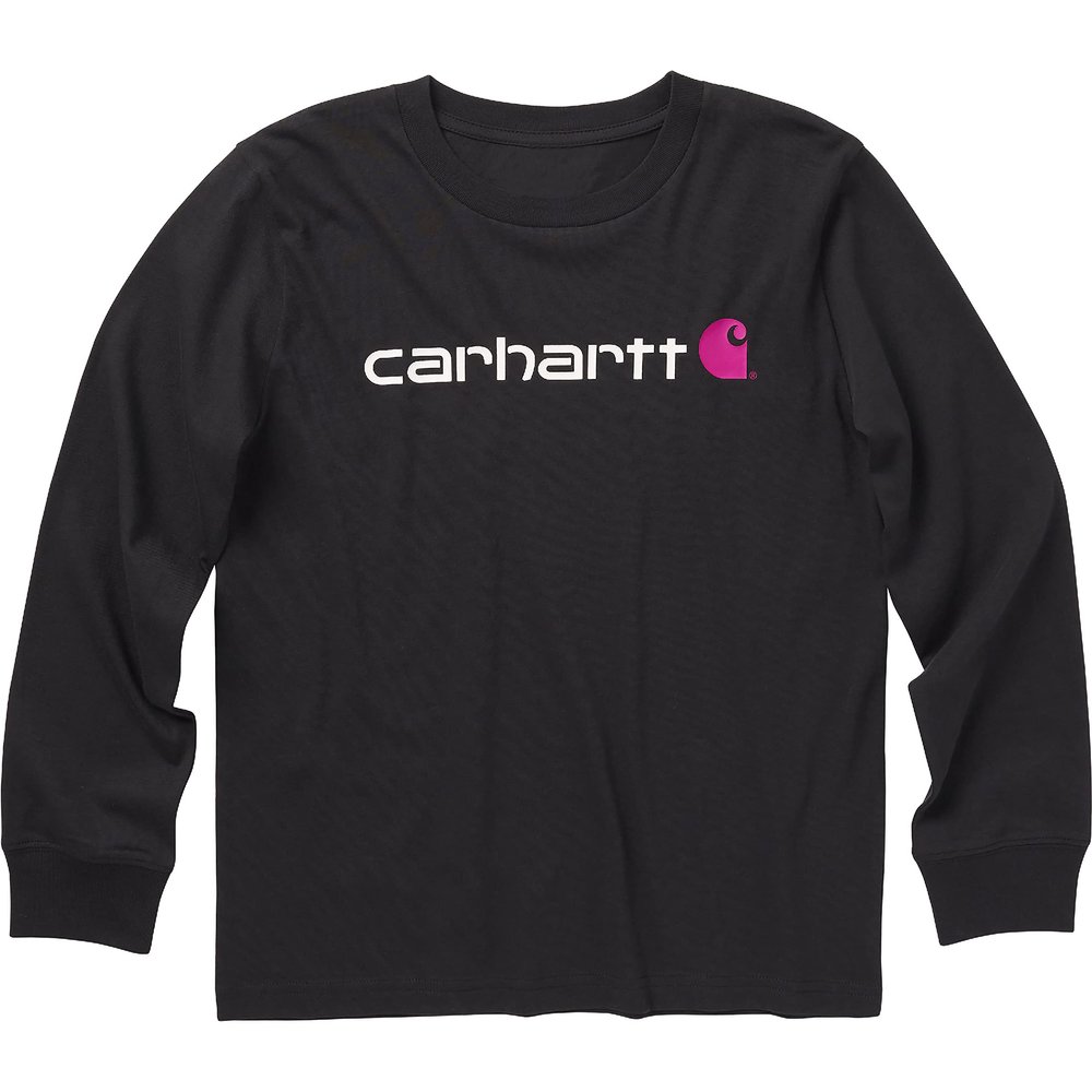 Carhartt Girls Knit Long Sleeve Henleyneck T-Shirt T Shirt, Caviar Black, 6 Plus