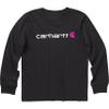 Carhartt Girls Knit Long Sleeve Henleyneck T-Shirt T Shirt, Caviar Black, 6 Plus view 1