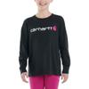 Carhartt Girls Knit Long Sleeve Henleyneck T-Shirt T Shirt, Caviar Black, 6 Plus view 3