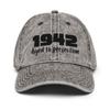 1942 Aged to Perfection 80th Birthday Hat Giftable Vintage Cotton Twill Cap Charcoal Grey view 1