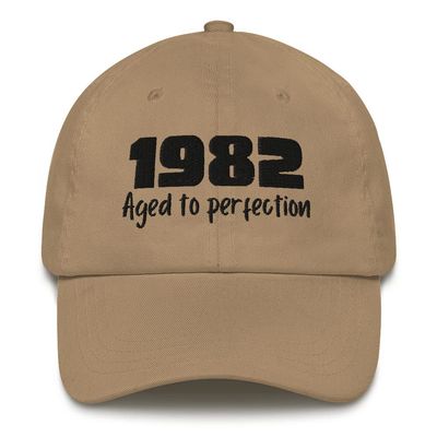 1982 Aged to Perfection 40th Birthday Hat Giftable for Men and Women White Baseball Cap Dad Hat