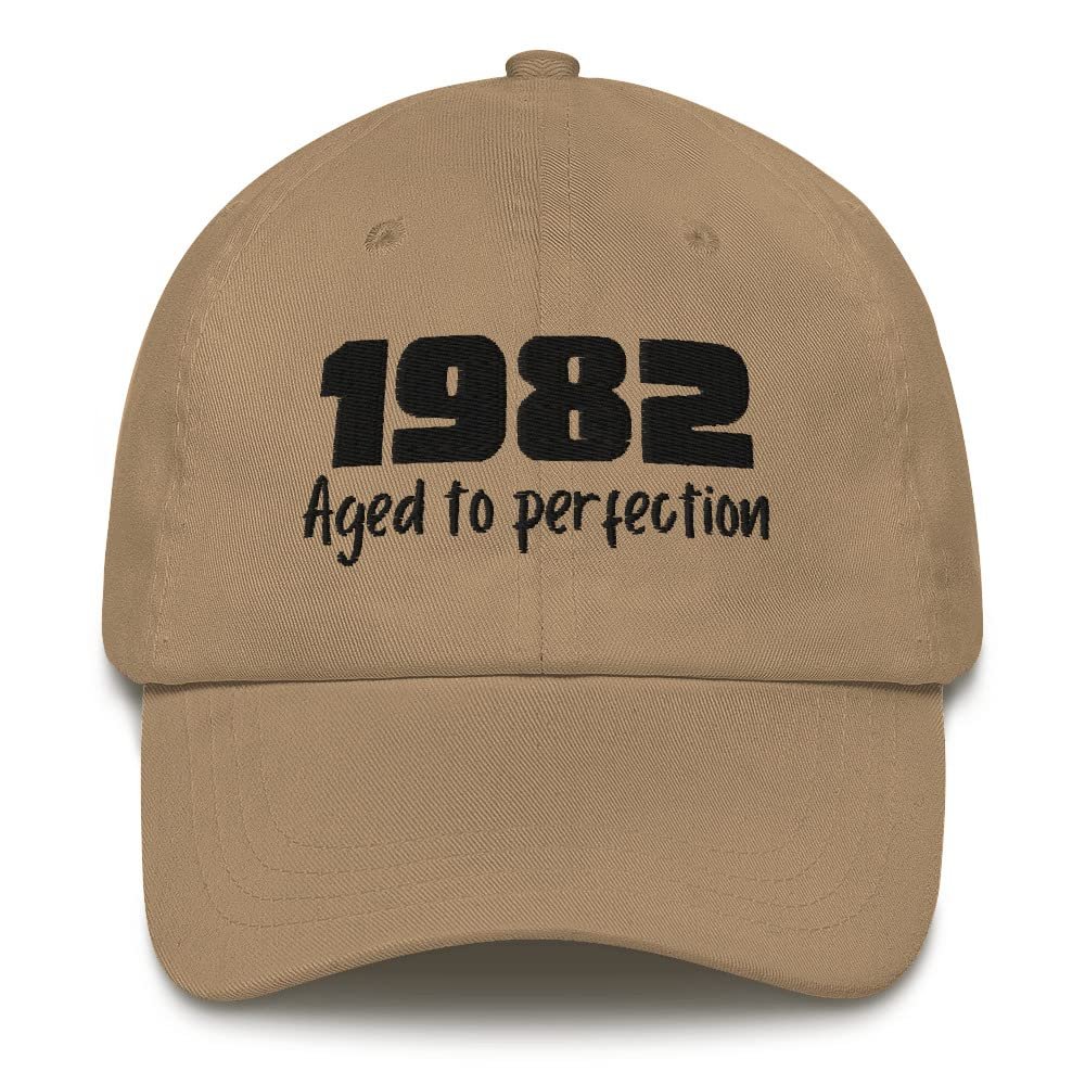 1982 Aged to Perfection 40th Birthday Hat Giftable for Men and Women White Baseball Cap Dad Hat