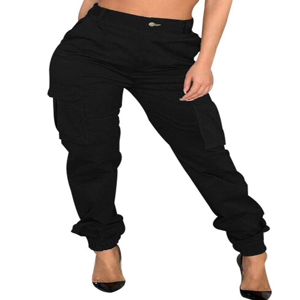 DvaeMalligo Black Cargo Pants Womens Joggers Hiking Pants with Multi Pockets Slim Outdoor Tapered Sweatpants Active Works Pants