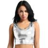 Moggemol Women's Shiny Metallic Sleeveless Crop Tops Party Rave Dance Tank Shirt Clubwear Dancewear Silver One Size view 1