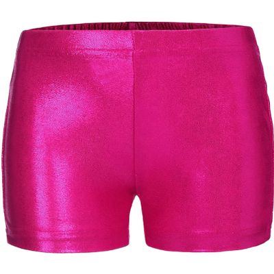 Jhaoyu Girls Ballet Dance Shorts Metallic Glitter Gymnastics Yoga Sports Athletic Shorts Running Workout Bottoms Swim Trunks Hot Pink 5-6 Years