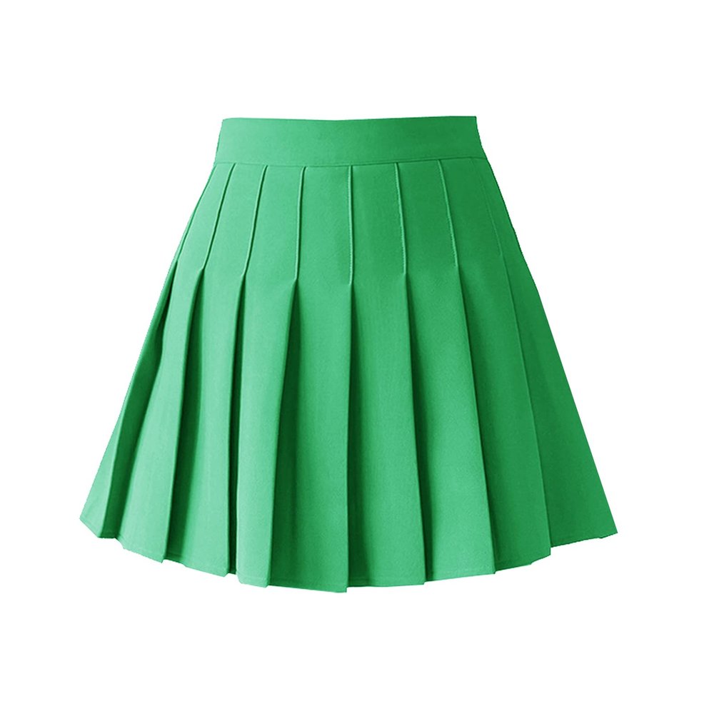 TONCHENGSD Women's High Waist Pleated Mini Skirt Skater Tennis Skirt (Light Green, XXL)
