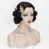 1920s Finger Wave Wig Women Black 30s Vintage Flapper Wig Lady Rockabilly Short Curly Wig Halloween Party Cosplay Costume Synthetic Hair + Cap view 3