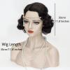 1920s Finger Wave Wig Women Black 30s Vintage Flapper Wig Lady Rockabilly Short Curly Wig Halloween Party Cosplay Costume Synthetic Hair + Cap view 4