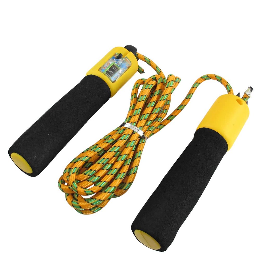 Ruilogod Black Foam Coated Yellow Plastic Handle Resettable Counter Skipping Jump Rope (id: 992 153 acd aca 8b1