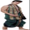 Ready to Wear Dhoti and Angavastram Set with Meenakari Woven Golden Border - Art Silk - Color Bottle Green view 3