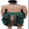 Ready to Wear Dhoti and Angavastram Set with Meenakari Woven Golden Border - Art Silk - Color Bottle Green view 4