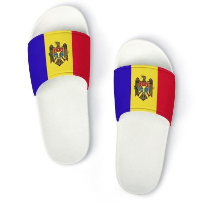 Slippers for Women and Men Moldova Flag Bedroom Shower Comfortable and Lightweight Sandals Indoor Outdoor Summer Slippers White-Style 45300mm