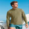 CRYSULLY Men's Long Sleeve Athletic Rash Guard Moisture Wicking Performance Solid Hiking Golf Shirt Stuffy Cyan S view 2