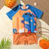 IBTOM CASTLE Toddler Swimsuit Short Sleeve One-Piece Swim Vest Baby Swimwear for Girls Boys Bathing Suit Orange - Short Sleeve 2-3T view 3