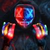 Max Fun Halloween Mask Glowing Gloves for Halloween Costume Cosplay Led Light Up Scary Masks with 3 Lighting Modes Cosplay Lighted Face Masks for Halloween Parties Masquerade Party (Red & Blue) view 1