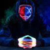Max Fun Halloween Mask Glowing Gloves for Halloween Costume Cosplay Led Light Up Scary Masks with 3 Lighting Modes Cosplay Lighted Face Masks for Halloween Parties Masquerade Party (Red & Blue) view 3