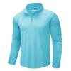 CRYSULLY Men's Rash Guard Breathable Shirts UPF 50+ UV Long Sleeve Lightweight Quick Drying Sun Shirt Ice Blue XL view 1