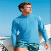 CRYSULLY Men's Rash Guard Breathable Shirts UPF 50+ UV Long Sleeve Lightweight Quick Drying Sun Shirt Ice Blue XL view 2