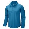 CRYSULLY Running Shirts for Men Hiking Sun Shirt Man Tees Pullover Fishing Lightweight Breathable Tops Blue Green L view 1