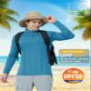 CRYSULLY Running Shirts for Men Hiking Sun Shirt Man Tees Pullover Fishing Lightweight Breathable Tops Blue Green L view 3